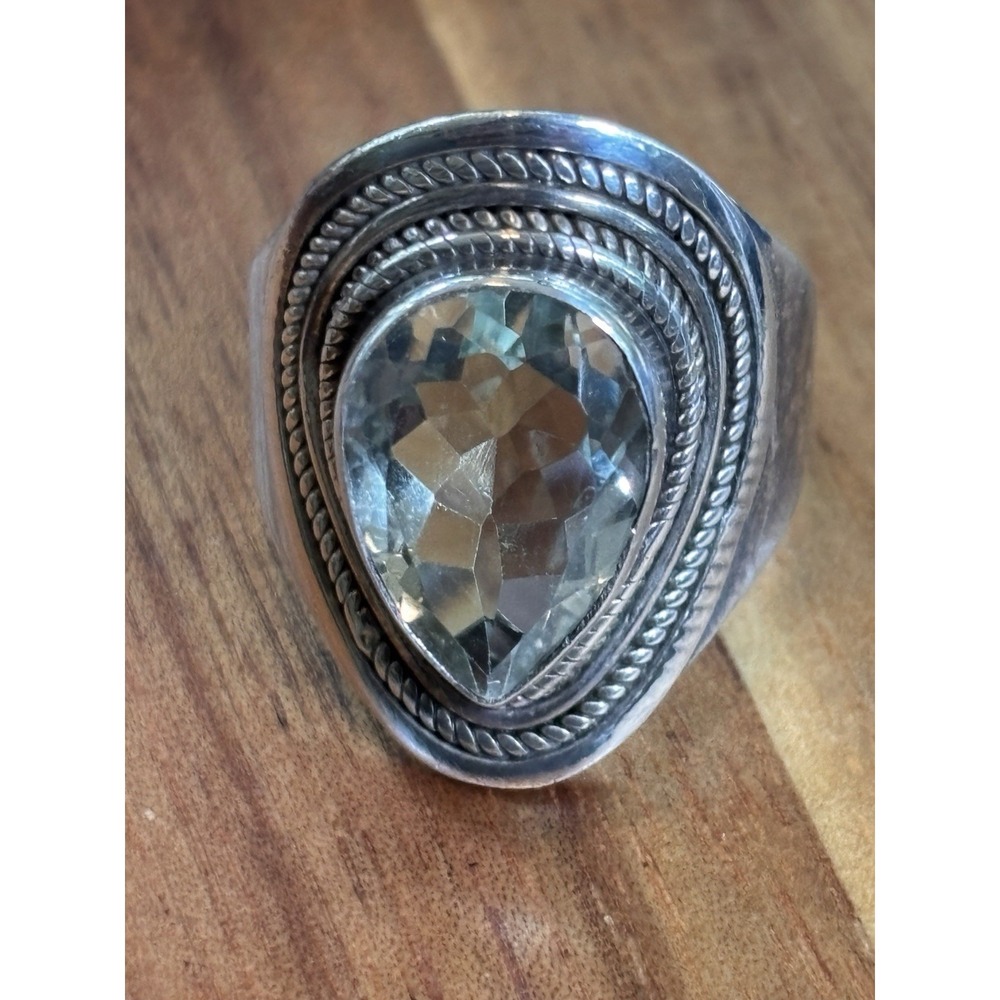 Natural Prasiolite Sterling Silver Ring Size 9